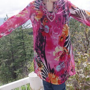 Beautiful Sheer Shirt Tunic Swim Wear Covering By Devine